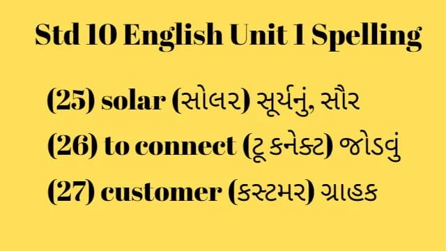 Std 10 English Unit 1 Spelling 