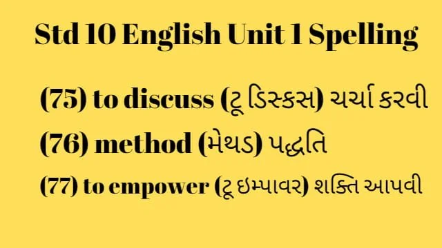 Std 10 English Unit 1 Spelling