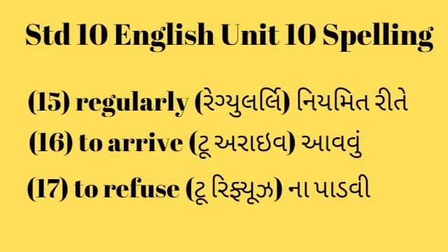 Std 10 English Unit 10 Spelling