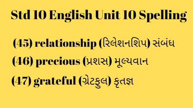 Std 10 English Unit 10 Spelling