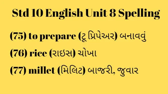 Std 10 English Unit 8 Spelling