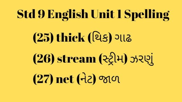 Std 9 English Unit 1 Spelling (ધોરણ 9 અંગ્રેજી એકમ 1 સ્પેલિંગ) 2 Std 9 English Unit 1 Spelling