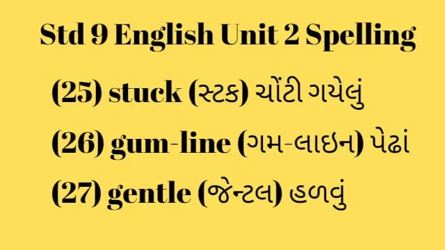 Std 9 English Unit 2 Spelling (ધોરણ 9 અંગ્રેજી એકમ 2 સ્પેલિંગ) 2 Std 9 English Unit 2 Spelling